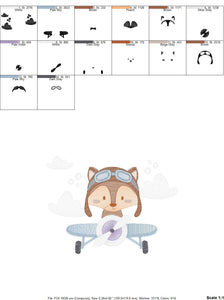 Plane embroidery designs - Fox Pilot embroidery design machine embroidery pattern - Fox Pilot aviator - Baby boy embroidery file download