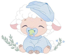 Cargar imagen en el visor de la galería, Baby boy Sheep with cap embroidery design - Lamb embroidery designs machine embroidery pattern - Baby boy embroidery file - instant download
