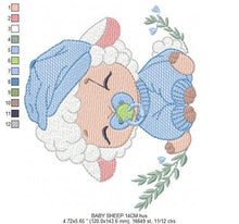 Cargar imagen en el visor de la galería, Baby boy Sheep with cap embroidery design - Lamb embroidery designs machine embroidery pattern - Baby boy embroidery file - instant download
