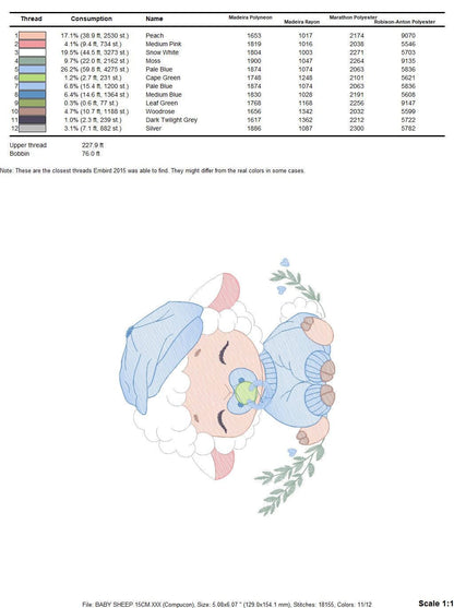 Baby boy Sheep embroidery design - Lamb with cap machine embroidery pattern - Baby boy file - Instant digital download pes jef dst hus