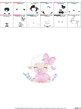 Cargar imagen en el visor de la galería, Baby Sheep with lace embroidery design - Lamb embroidery designs machine embroidery pattern - Baby girl embroidery file - instant download
