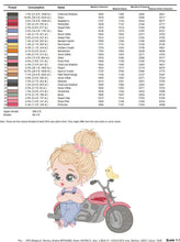 Cargar imagen en el visor de la galería, Girl with bike embroidery designs - Motorcycle embroidery design machine embroidery pattern - Scooter Chopper Motocyclist - instant download
