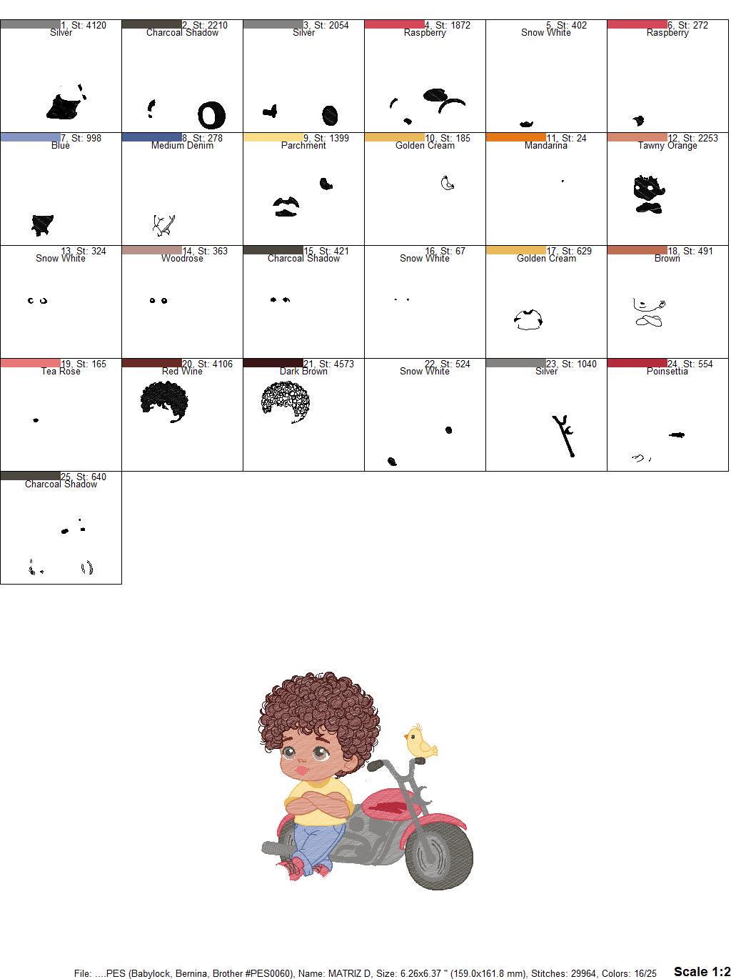 Boy with motorcycle embroidery designs - Baby Boy embroidery design machine embroidery pattern - Motorcyclist Biker Chopper - pes download