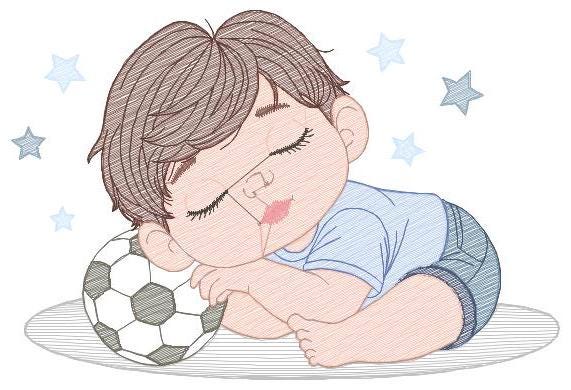 Sleeping boy embroidery designs - Soccer Player with ball embroidery design machine embroidery - Boy with ball embroidery - instant download
