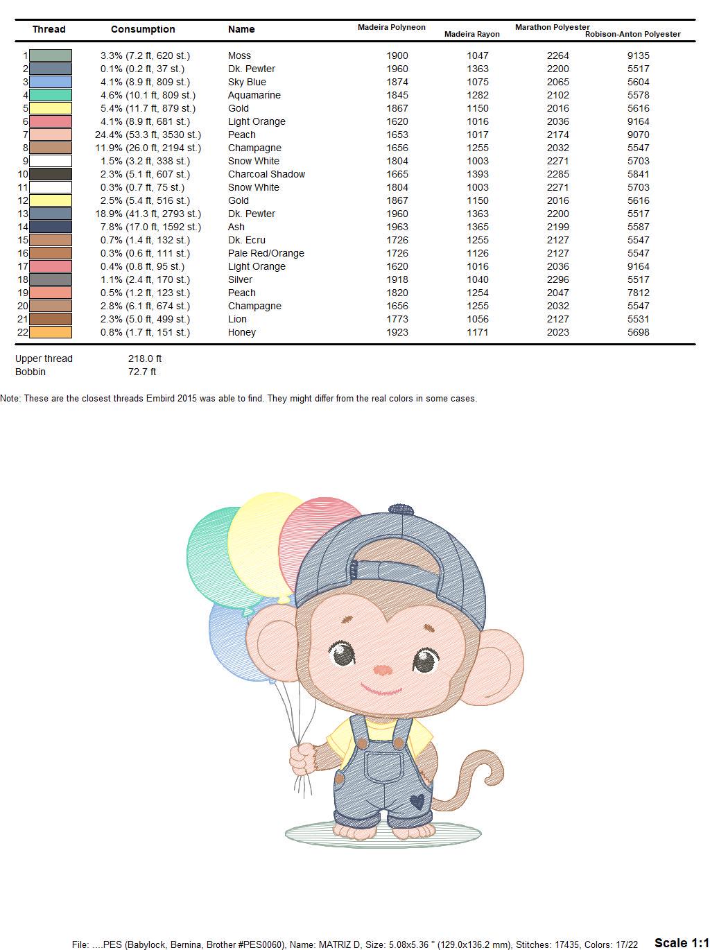Monkey with balloons embroidery designs - Safari animal embroidery design machine embroidery pattern - Boy embroidery - instant download pes