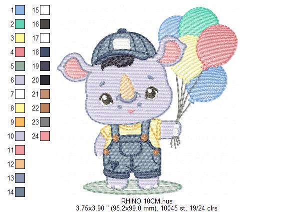 Rhino embroidery designs - Animal safari embroidery design machine embroidery pattern - Baby boy embroidery file - instant download pes jef
