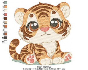 Baby Tiger embroidery design - Forest Animal embroidery designs machine embroidery pattern - Boy embroidery file - instant download pes jef