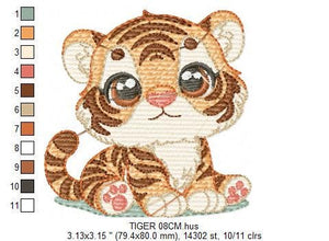 Baby Tiger embroidery design - Forest Animal embroidery designs machine embroidery pattern - Boy embroidery file - instant download pes jef