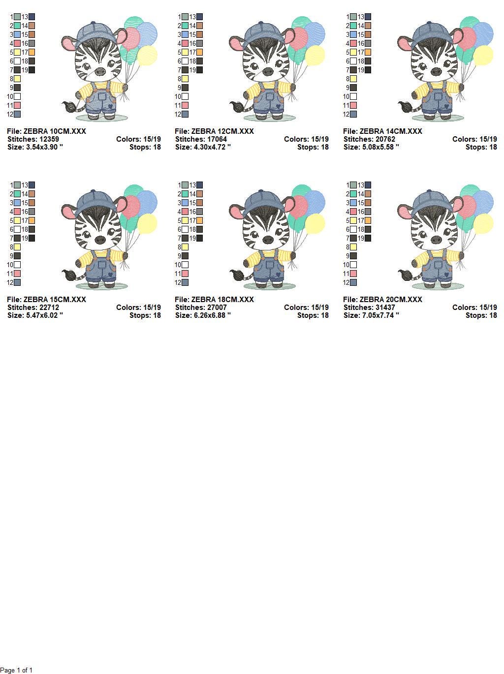 Zebra embroidery designs - Animal with balloons embroidery design machine embroidery pattern - Safari Party embroidery - instant download