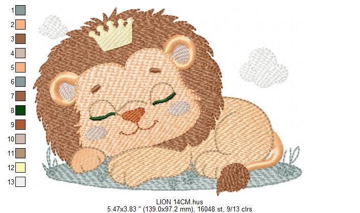 Sleeping Lion King embroidery designs - Safari animal embroidery design machine embroidery pattern - Baby boy embroidery - instant download