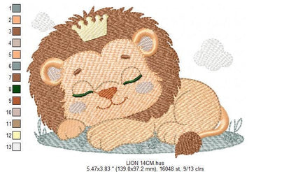 Sleeping Lion King embroidery designs - Safari animal embroidery design machine embroidery pattern - Baby boy embroidery - instant download