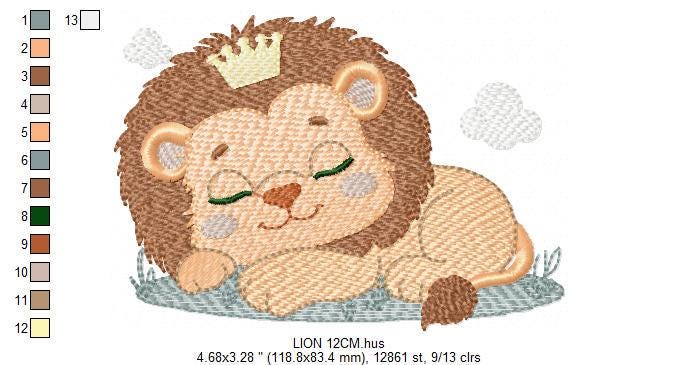 Sleeping Lion King embroidery designs - Safari animal embroidery design machine embroidery pattern - Baby boy embroidery - instant download