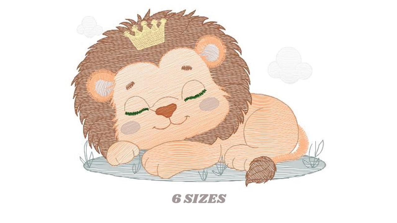 Sleeping Lion King embroidery designs - Safari animal embroidery design machine embroidery pattern - Baby boy embroidery - instant download