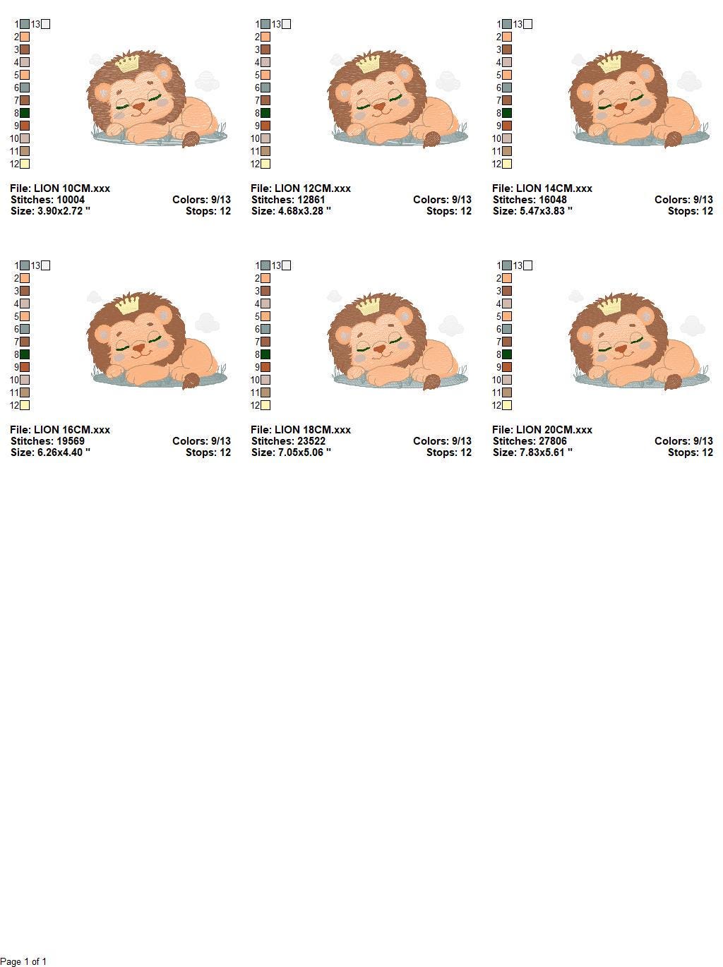 Sleeping Lion King embroidery designs - Safari animal embroidery design machine embroidery pattern - Baby boy embroidery - instant download