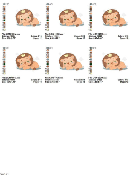 Sleeping Lion King embroidery designs - Safari animal embroidery design machine embroidery pattern - Baby boy embroidery - instant download