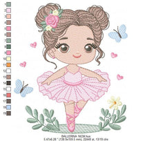 Load image into Gallery viewer, Ballerina embroidery designs - Ballet dancer embroidery design machine embroidery pattern - Baby girl embroidery file - instant download pes
