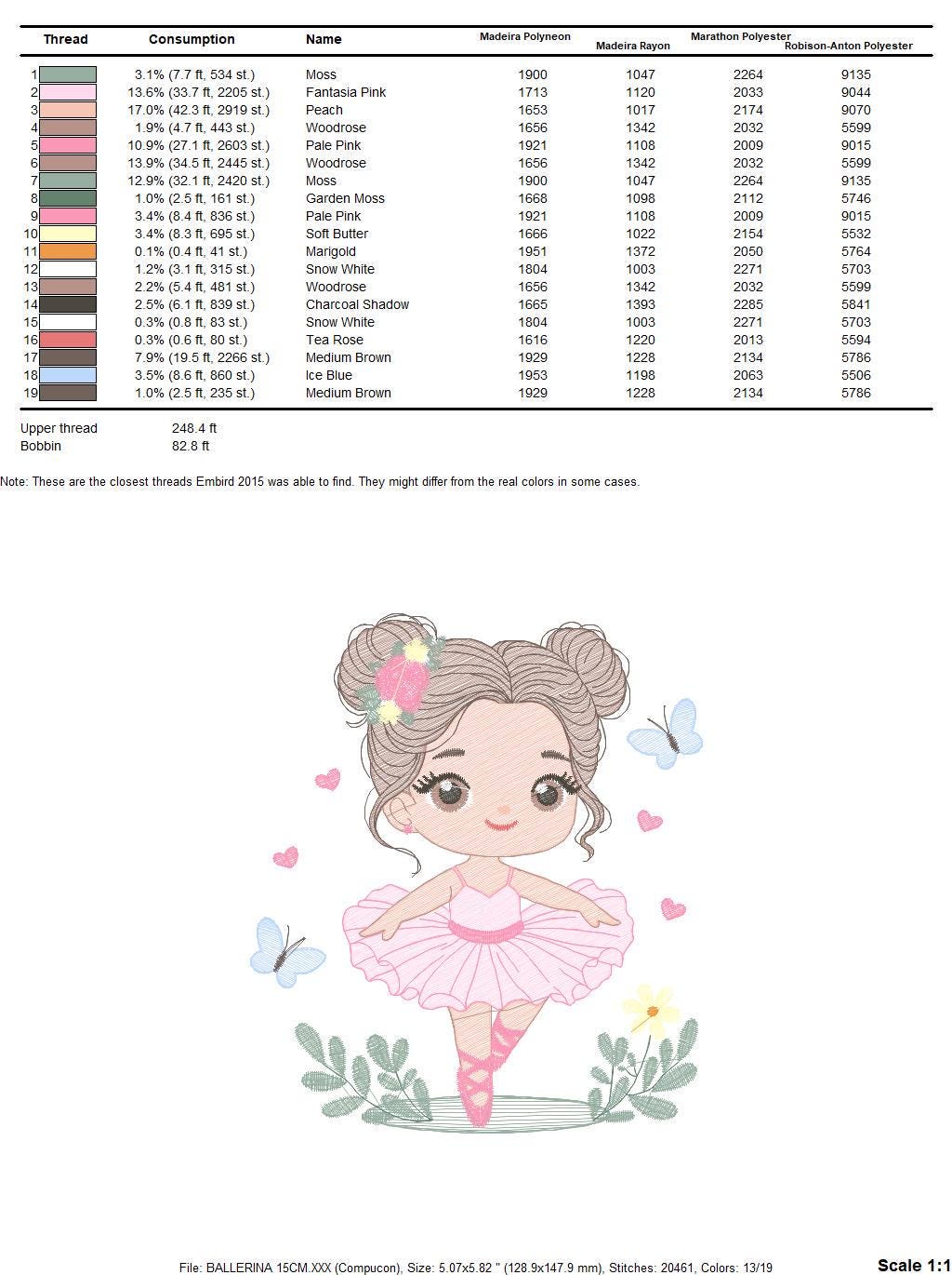 Ballerina embroidery designs - Ballet dancer embroidery design machine embroidery pattern - Baby girl embroidery file - instant download pes