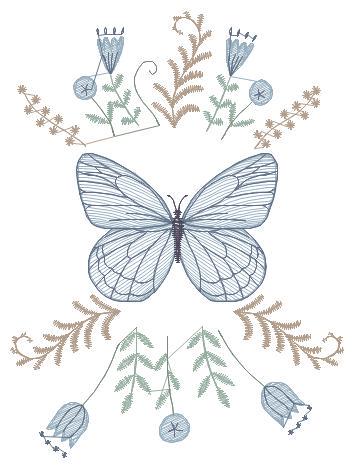 Butterfly embroidery designs - Flowers embroidery design machine embroidery pattern - Kitchen towel embroidery file - instant download pes