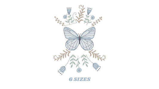 Butterfly embroidery designs - Flowers embroidery design machine embroidery pattern - Kitchen towel embroidery file - instant download pes