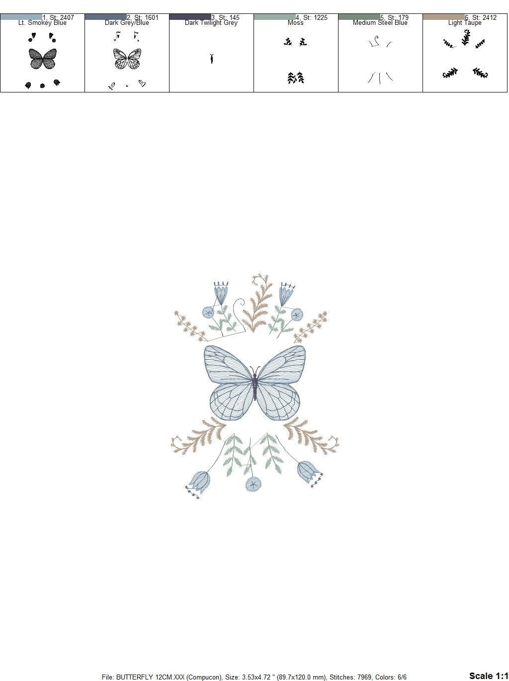 Butterfly embroidery designs - Flowers embroidery design machine embroidery pattern - Kitchen towel embroidery file - instant download pes
