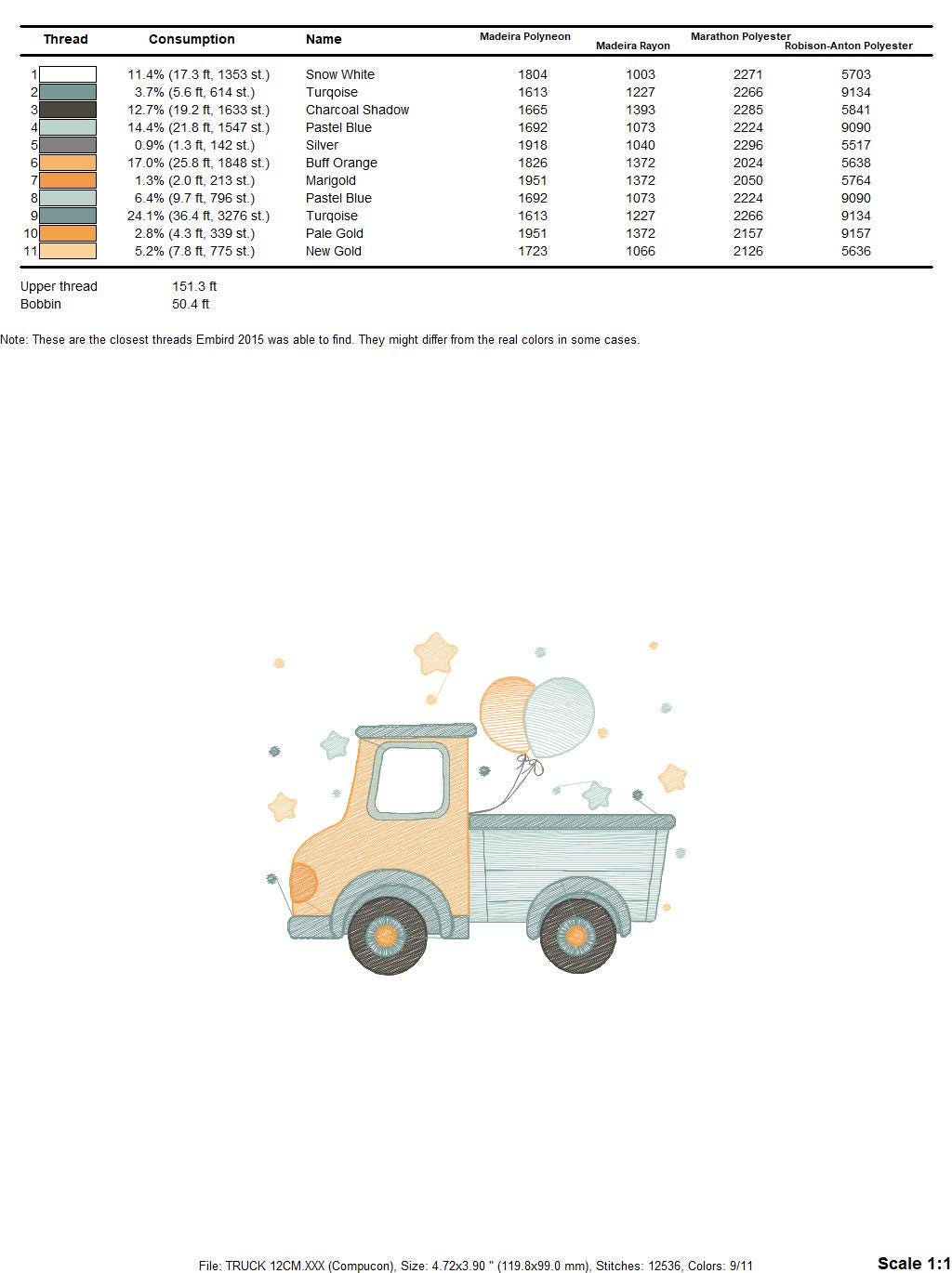 Truck embroidery designs - Vehicle Pickup embroidery design machine embroidery pattern - baby boy embroidery file - instant digital download