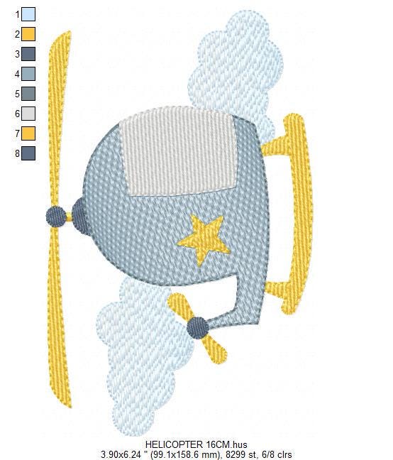 Helicopter embroidery designs - Chopper embroidery design machine embroidery pattern - Helicopter in the Sky embroidery - instant download