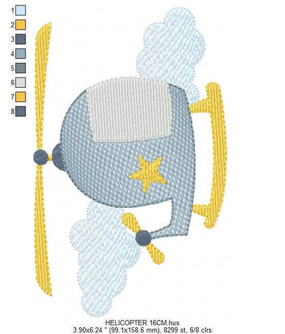 Helicopter embroidery designs - Chopper embroidery design machine embroidery pattern - Helicopter in the Sky embroidery - instant download