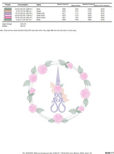 Cargar imagen en el visor de la galería, Scissors with flowers and Frame embroidery designs - Scissors embroidery design machine embroidery pattern - Rose wreath embroidery download
