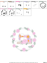 Load image into Gallery viewer, Embroidery Machine Frame embroidery designs - Flower frame embroidery design machine embroidery pattern - rose wreath - instant download
