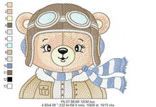 Load image into Gallery viewer, Bear Pilot embroidery designs - Plane embroidery design machine embroidery pattern - Teddy bear embroidery - Pilot Bear - instant download
