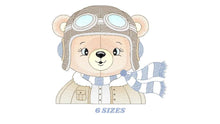 Load image into Gallery viewer, Bear Pilot embroidery designs - Plane embroidery design machine embroidery pattern - Teddy bear embroidery - Pilot Bear - instant download
