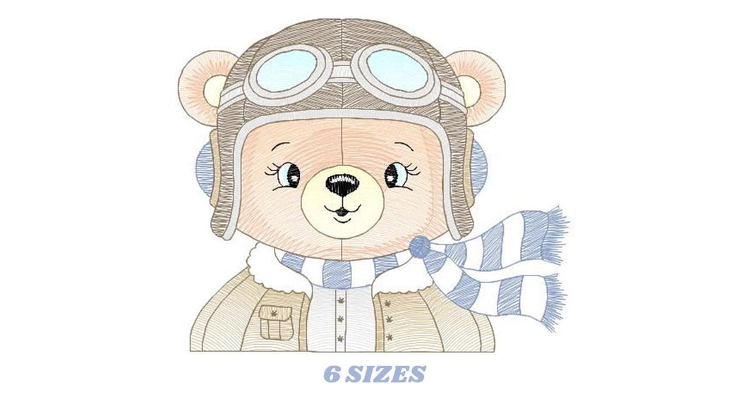 Bear Pilot embroidery designs - Plane embroidery design machine embroidery pattern - Teddy bear embroidery - Pilot Bear - instant download