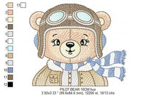 Load image into Gallery viewer, Bear Pilot embroidery designs - Plane embroidery design machine embroidery pattern - Teddy bear embroidery - Pilot Bear - instant download
