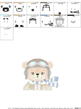 Load image into Gallery viewer, Bear Pilot embroidery designs - Plane embroidery design machine embroidery pattern - Teddy bear embroidery - Pilot Bear - instant download
