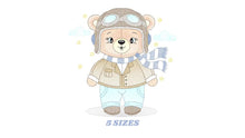 Charger l&#39;image dans la galerie, Pilot Bear embroidery designs - Plane embroidery design machine embroidery pattern - Aviator Teddy bear embroidery file - instant download
