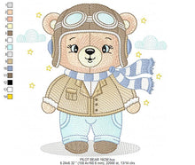 Load image into Gallery viewer, Pilot Bear embroidery designs - Plane embroidery design machine embroidery pattern - Aviator Teddy bear embroidery file - instant download
