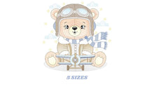 Cargar imagen en el visor de la galería, Pilot Bear embroidery designs - Plane embroidery design machine embroidery pattern - Aviator Teddy bear embroidery file - instant download
