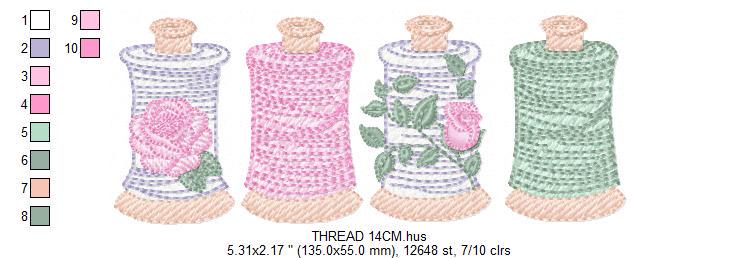 Thread with flowers embroidery designs - Threads embroidery design machine embroidery pattern - Sewing Crafts embroidery - instant download