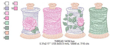 Thread with flowers embroidery designs - Threads embroidery design machine embroidery pattern - Sewing Crafts embroidery - instant download
