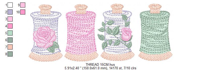 Thread with flowers embroidery designs - Threads embroidery design machine embroidery pattern - Sewing Crafts embroidery - instant download