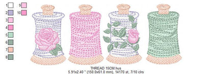Thread with flowers embroidery designs - Threads embroidery design machine embroidery pattern - Sewing Crafts embroidery - instant download