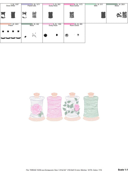 Thread with flowers embroidery designs - Threads embroidery design machine embroidery pattern - Sewing Crafts embroidery - instant download