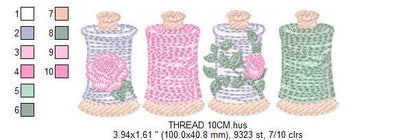 Thread with flowers embroidery designs - Threads embroidery design machine embroidery pattern - Sewing Crafts embroidery - instant download