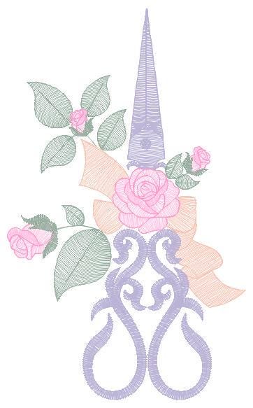 Scissors with flowers and Frame embroidery designs - Scissors embroidery design machine embroidery pattern - Sewing embroidery download pes