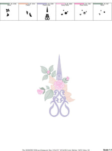 Scissors with flowers and Frame embroidery designs - Scissors embroidery design machine embroidery pattern - Sewing embroidery download pes