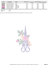 Load image into Gallery viewer, Scissors with flowers and Frame embroidery designs - Scissors embroidery design machine embroidery pattern - Sewing embroidery download pes
