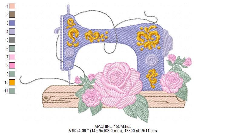 Embroidery Machine embroidery designs - Sewing machine with roses embroidery design machine embroidery pattern - instant download pes jef