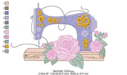 Embroidery Machine embroidery designs - Sewing machine with roses embroidery design machine embroidery pattern - instant download pes jef
