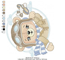 Laden Sie das Bild in den Galerie-Viewer, Pilot Bear embroidery designs - Plane embroidery design machine embroidery pattern - Aviator Teddy bear embroidery file - instant download
