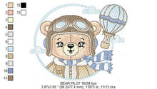 Laden Sie das Bild in den Galerie-Viewer, Pilot Bear embroidery designs - Balloon embroidery design machine embroidery pattern - Aviator Teddy bear embroidery file - instant download
